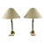 Mid-Century Modern Brass Table Lamp w Marble Base & Original Fabric Shade, Pair This elegant pair of Mid-Century Modern...