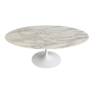 Knoll Saarinen Oval Coffee Table in Polished Arabescato Marble For Sale