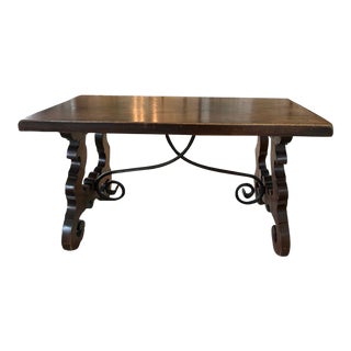 Antique Spanish Lyre-Legged Coffee Table For Sale