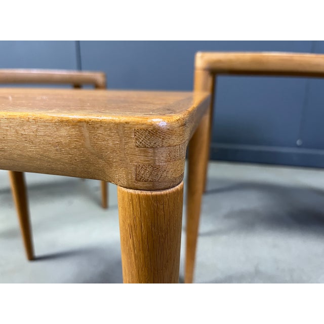 Nesting Tables in Oak attributed to H.W. Klein for Bramin, Denmark, 1960s, Set of 3 For Sale - Image 3 of 11