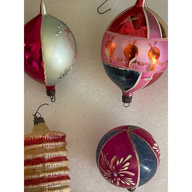 Shabby Chic 7 Antique Blown Glass Christmas Ornaments Poland For Sale - Image 3 of 8