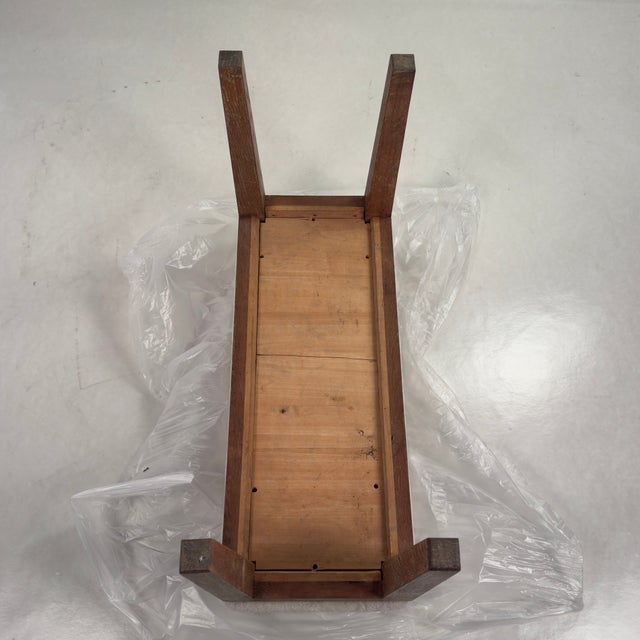 Wood Elegant Small French 40's Cerused Oak and Shearling Bench For Sale - Image 7 of 7