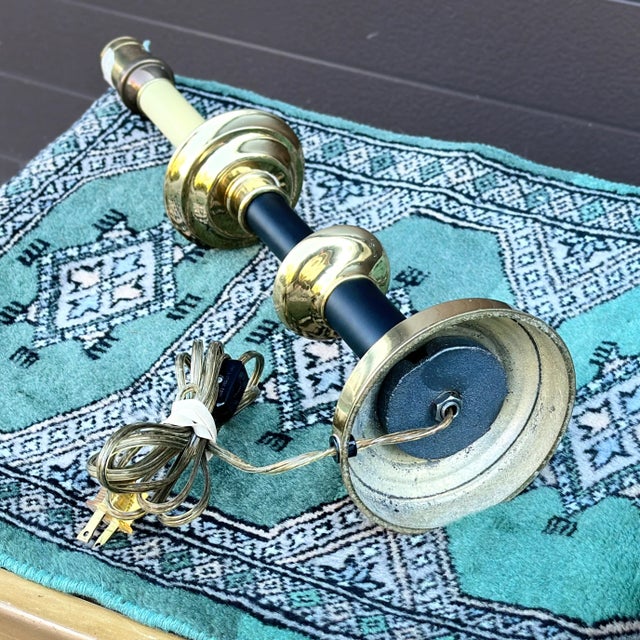 Vintage Ethan Allen Table Lamp in Solid Brass With Black Accent For Sale - Image 11 of 12