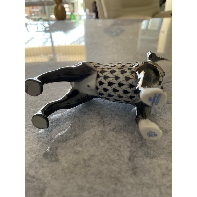 Art Deco Herend Black/White Fishnet Boston Terrier For Sale - Image 3 of 3