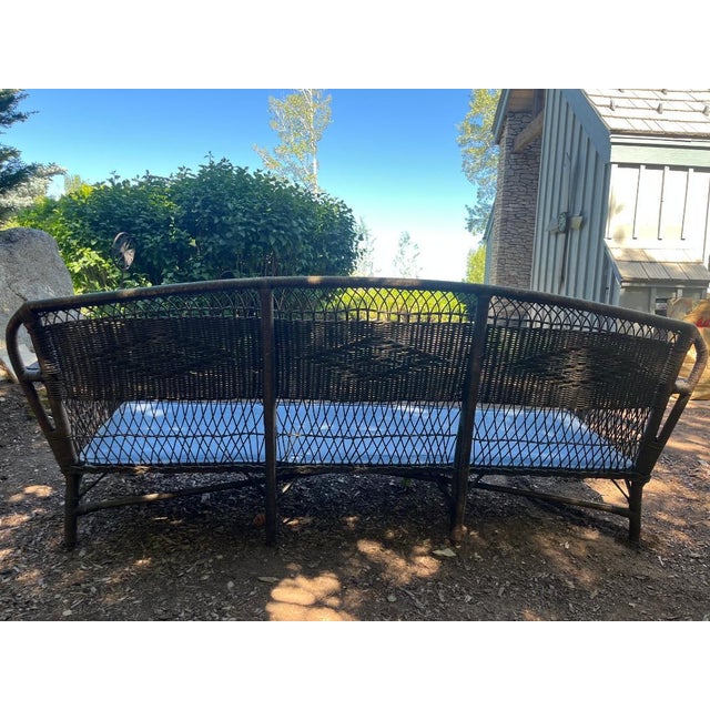 Wood Wicker Settee 1930's For Sale - Image 7 of 12