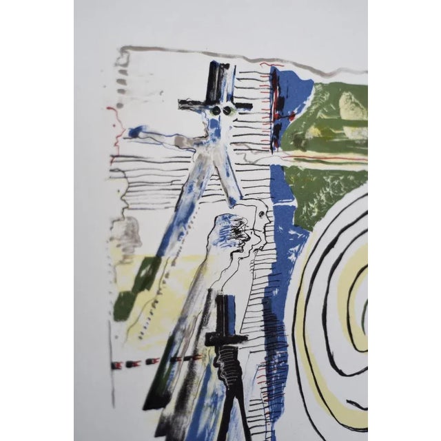 Mid-Century Modern Jörgen Fogelqvist, Composition with Figures, 1977, Color Lithograph For Sale - Image 3 of 10