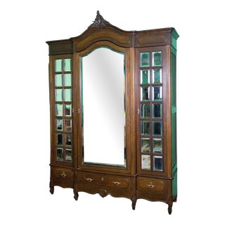 Large Castle Wardrobe with Mirrors For Sale