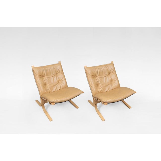 Ingmar Relling Tan Leather Siesta Chairs by Ingmar Relling for Westnofa, 1970s, Set of 2 For Sale - Image 4 of 6