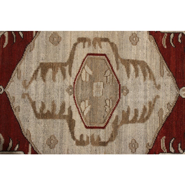 Transitional Rug & Kilim’s Transitional Style Rug in Blue and Red Medallion Pattern For Sale - Image 3 of 5