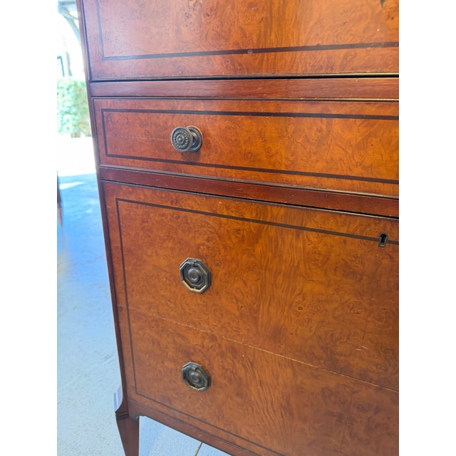 19th Century Hand-Painted Satin Wood Secretary Desk and Dresser For Sale - Image 10 of 12