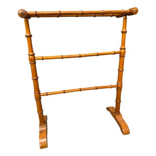 Late 19th Century English Faux Bamboo Cherry Quilt Rack + Blanket Rack, Circa 1890 For Sale