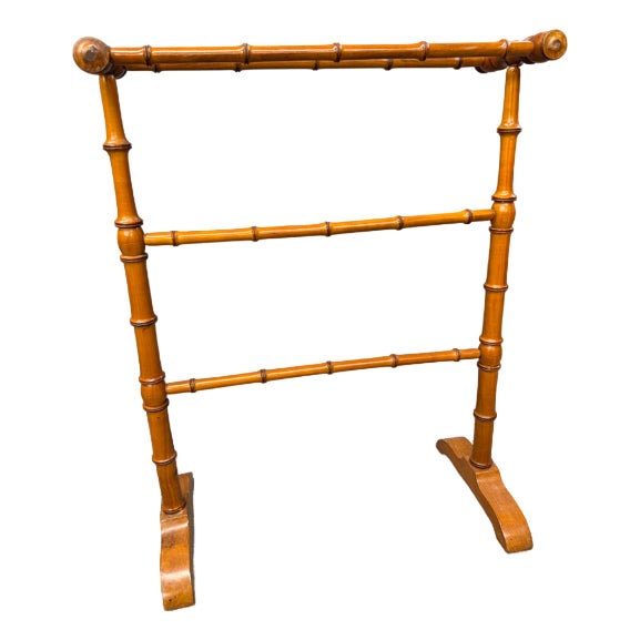 Late 19th Century English Faux Bamboo Cherry Quilt Rack + Blanket Rack, Circa 1890 For Sale