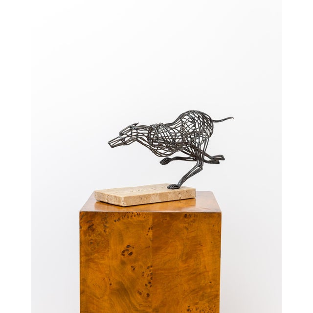 Black Mid-Century Modernist Signed Deborah Gabris Greyhound Welded Brutalist Steel Sculpture For Sale - Image 8 of 12