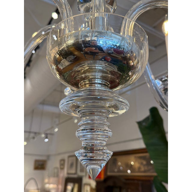 Chapman & Myers for Visual Comfort George II Polished Nickel + Glass Chandelier For Sale - Image 10 of 12