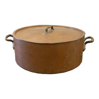 Antique Copper Hammered Pot With Lid For Sale