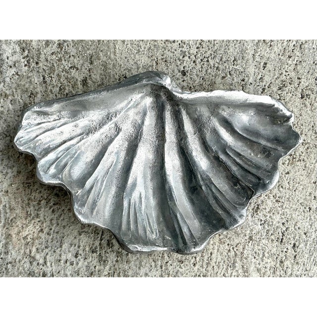 Vintage Coastal Cast Pewter Clam Shell Bowl For Sale - Image 11 of 12