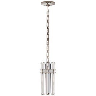 AERIN for Visual Comfort Signature Bonnington Small Pendant in Polished Nickel with Crystal For Sale