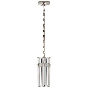 AERIN for Visual Comfort Signature Bonnington Small Pendant in Polished Nickel with Crystal