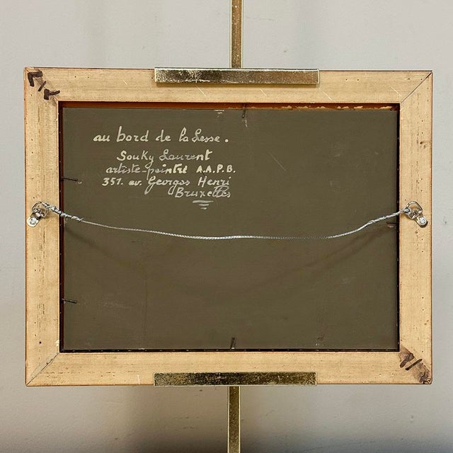 Framed Oil Painting on Panel by Laurent Souky (1914–2005), 'Au Bord Du Lesse' For Sale - Image 17 of 18