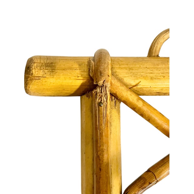 Wood Vintage French Provincial Bamboo Coat Hat Rack With Two Hooks For Sale - Image 7 of 12