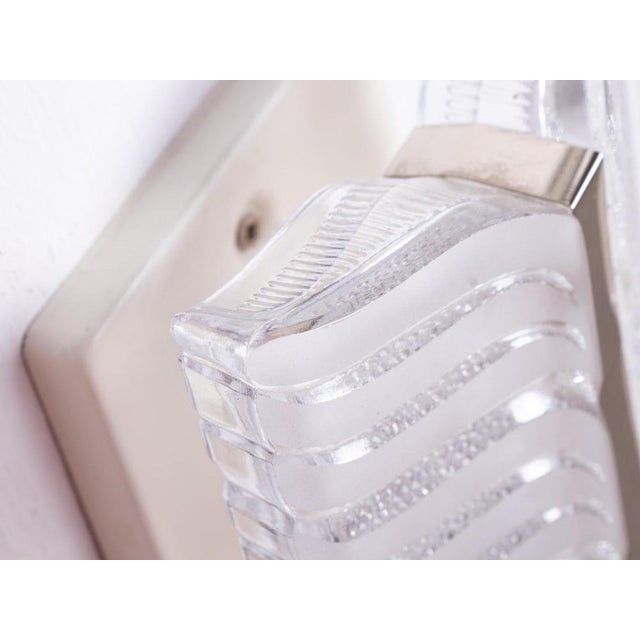 Frosted Murano Glass and Chrome Wall Sconces by J. T. Kalmar for Kalmar, Austria, 1960s, Set of 2 For Sale - Image 6 of 8