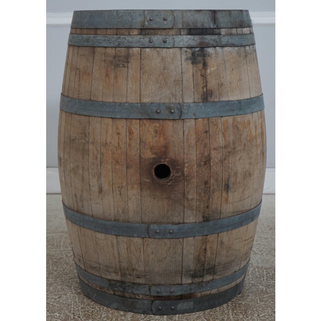 Vintage Oak Wine Barrel Table W. Glass Top For Sale - Image 12 of 13