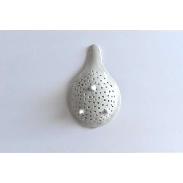 Ceramic Antique German Porcelain Hand-Painted Tea Strainer For Sale - Image 7 of 9