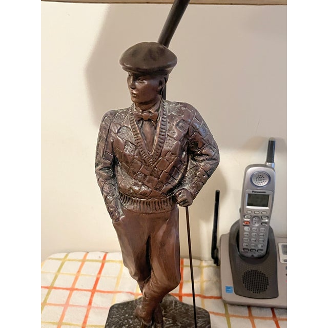 Mid-Century Modern Vintage 1989 Alexander Danel for Austin Productions "Plus Fours" Bronzed Golfer Table Lamp For Sale - Image 3 of 4