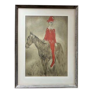 Vintage 1950’s Picasso Framed Print Harlequin on Horseback For Sale