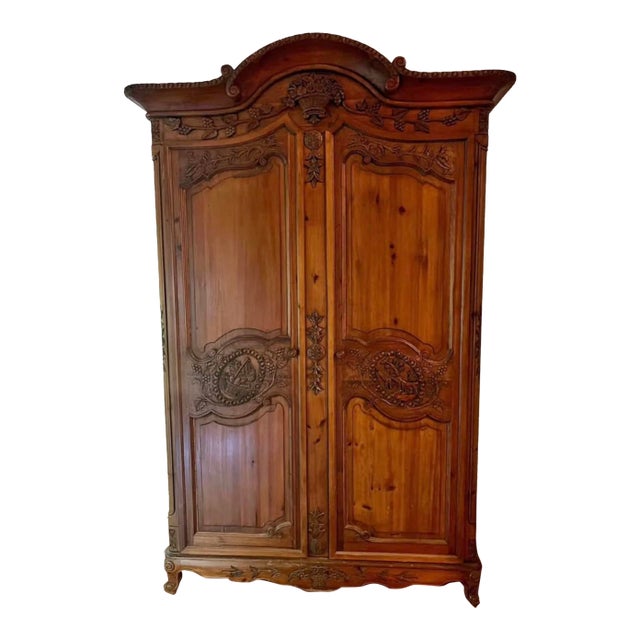 Antique Hand Carved Wardrobe For Sale
