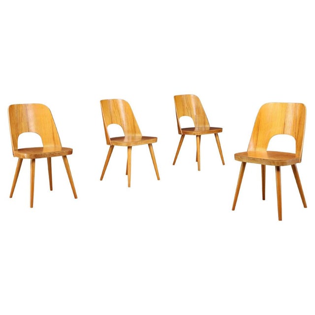 Dining Chairs attributed to Oswald Haerdtl for Ton, Former Czechoslovakia, 1950s, Set of 4 For Sale - Image 9 of 9