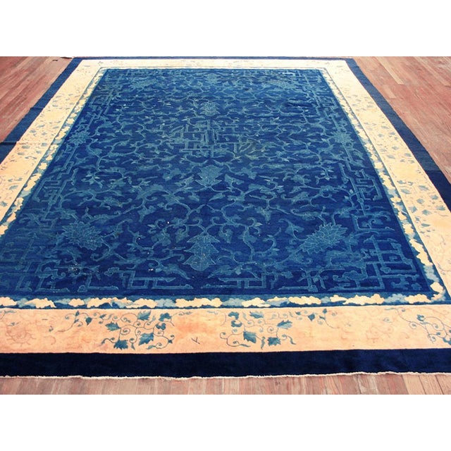 Early 20th Century Chinese Peking Carpet ( 9' x 11'9" - 274 x 358 ) Chinese Knotted Blue Antique Wool Rectangle Room Size...