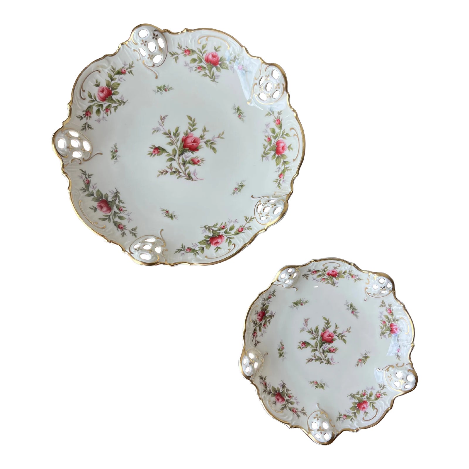 【美品】ローゼンタール Moliere Moosrose　全７枚セット Antique Rosenthal Moliere Moosrose Pierced Dish/Plate Set- 2