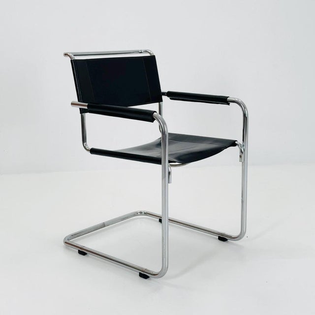 Mid century black leather s34 cantilever armchair by mart stam for thonet ,1980s this s34 cantilever chair by mart stam...