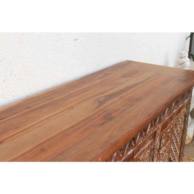 Wood Finely Carved Coromandel Whitewash Sideboard For Sale - Image 7 of 10