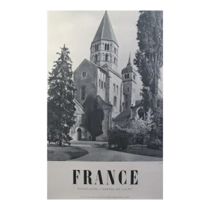 1950s Vintage French Travel Poster, Abbaye De Cluny, Bourgogne