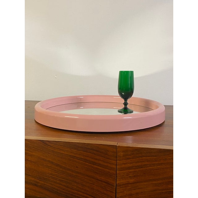 1980s 1980s Round Pink Plastic Mirror For Sale - Image 5 of 6