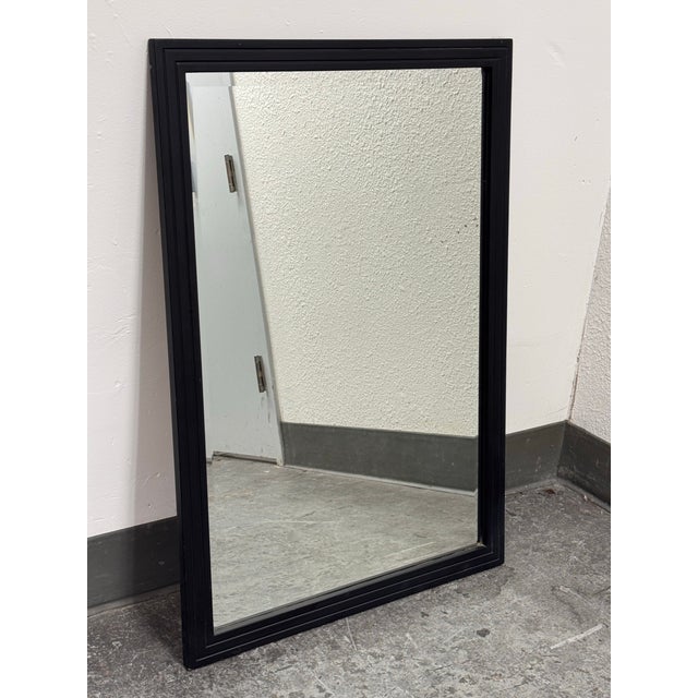 Contemporary Stanley Works Black Framed Beveled Wall Mirror For Sale - Image 3 of 12