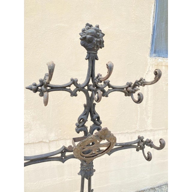 Victorian Antique Victorian 19th Century Cast Iron Rococo Hall Tree Coat /Umbrella Stand For Sale - Image 3 of 11