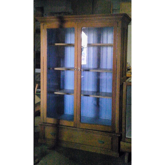 An authentic cypress Southern Coastal curio cabinet. Features a striking Haint blue interior, reclaimed Cypress...