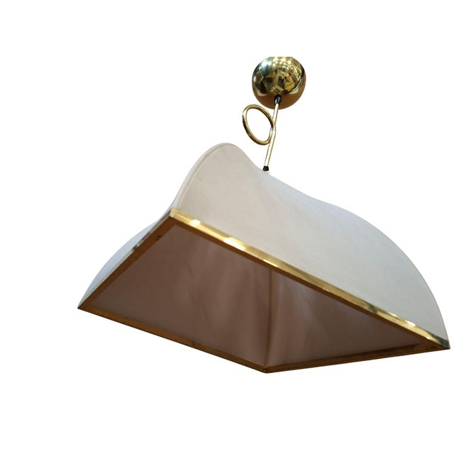 Vintage Brass and Fabric Chandelier, 1975 For Sale - Image 9 of 11