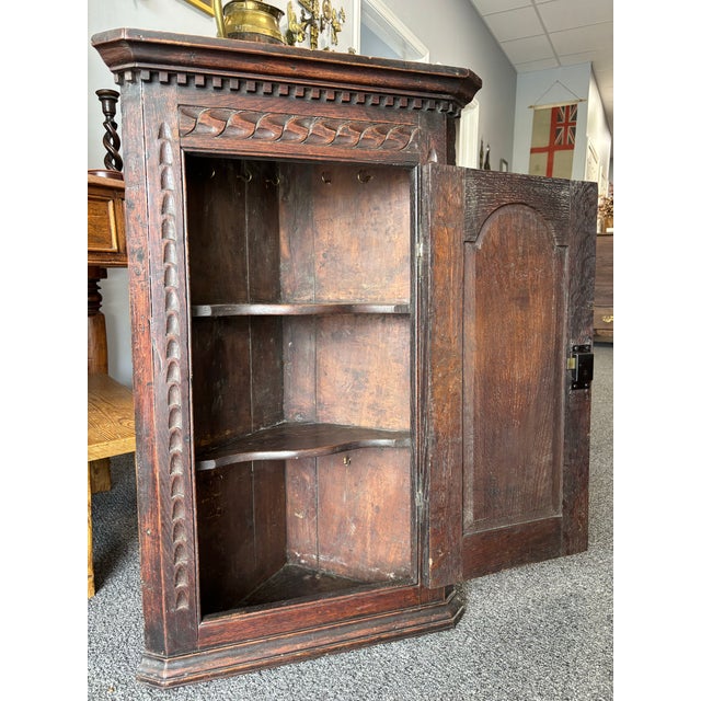 Antique English Oak Corner Cabinet For Sale - Image 10 of 10