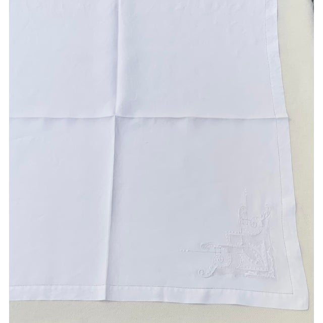 Antique French Linen Napkins, Set of 5, Hemstitched Ladderwork Embroidery, Circa 1900 For Sale - Image 11 of 15