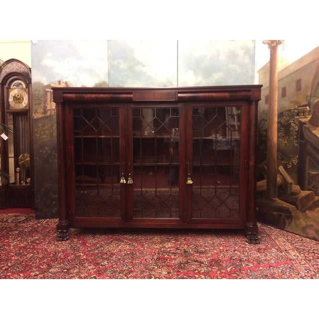 Antique Mahogany Bookcase, Empire Revival Bookcase For Sale - Image 13 of 17