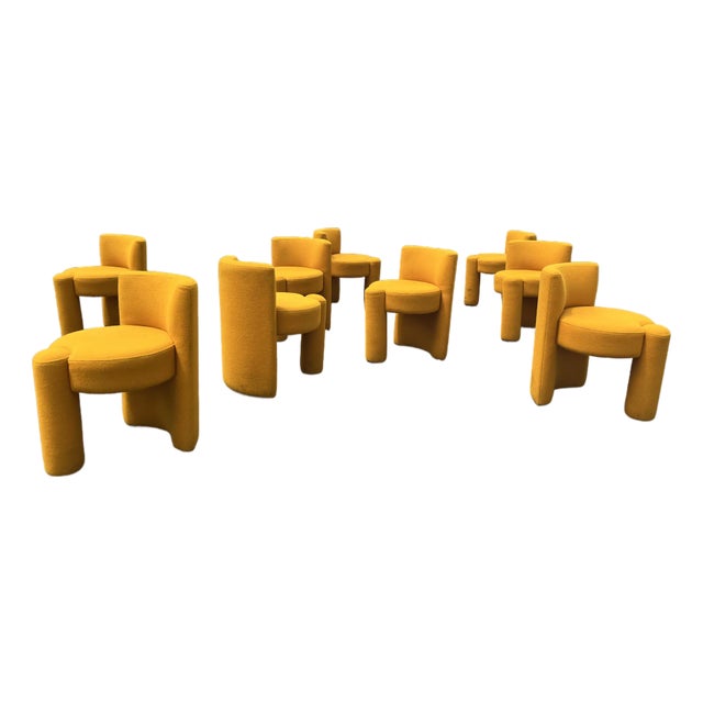 Set of Nine Modern Designer Chairs, Sunflower Yellow For Sale