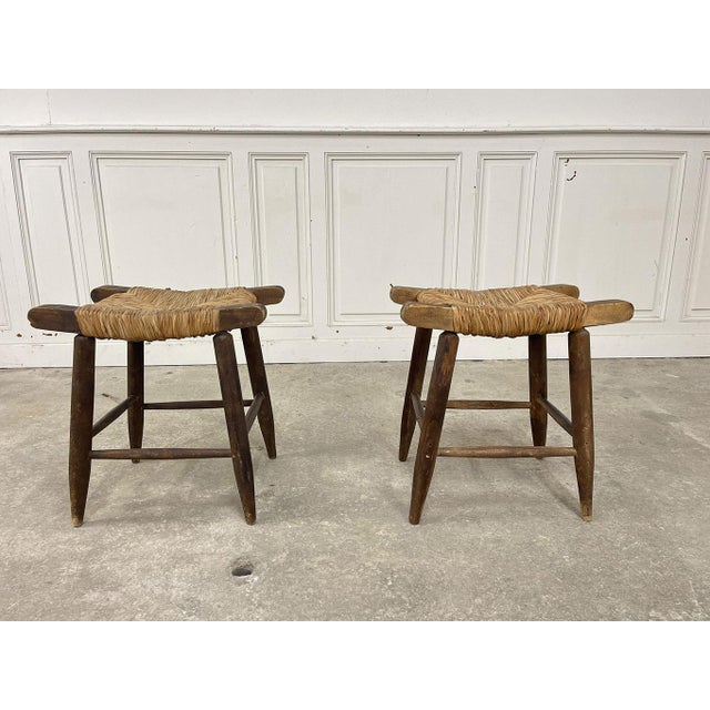 Vintage Straw Stools, 1950s, Set of 2 For Sale - Image 3 of 9