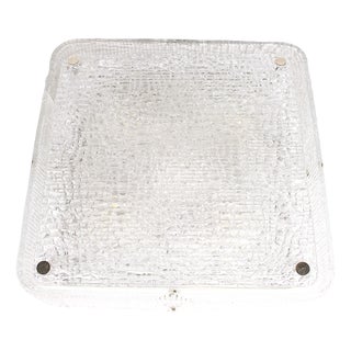 Square Ceiling Light in Textured Glass, 1970s For Sale