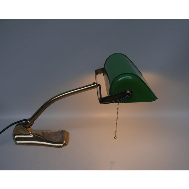 Art Nouveau Brass-Plated and Enamel Banker's Lamp, Austria, 1890s For Sale - Image 11 of 18