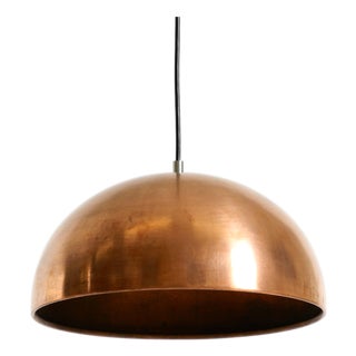 Mid-Century Modern Italian Copper Dome Pendant Light, 1950s For Sale