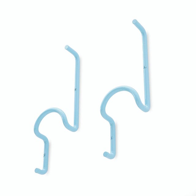Pair of coat hooks, model “Taka”, designed by Cesare Rota Nodari for Acerbis in the 1970s. Made of light blue painted...
